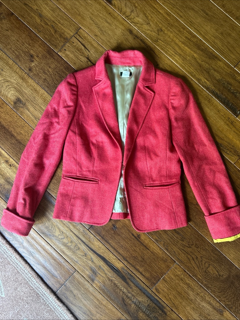 J. Crew Pomegranate Pink Wool Blazer 6 Y2K Business City Chic Herringbone